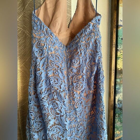 The Jetset Diaries Mini Dress Womens Sz Small Blue Halter Neck Lace Embroidered - Picture 5 of 14